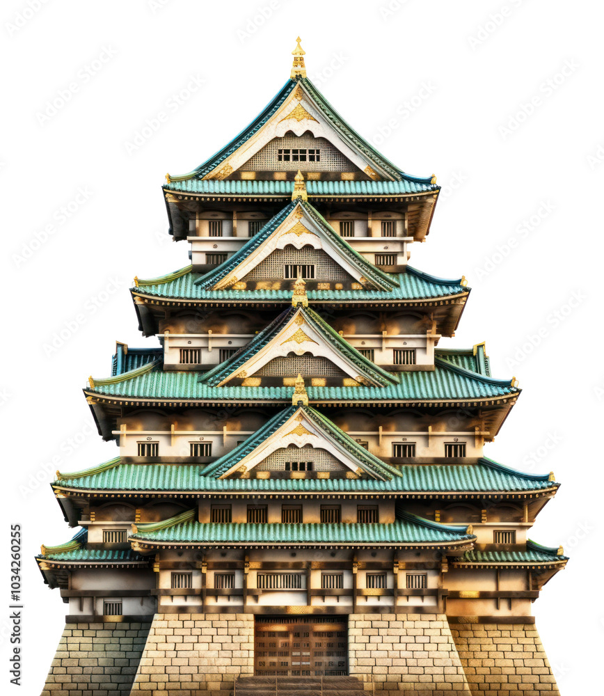 Obraz premium PNG Osaka castle architecture building pagoda.