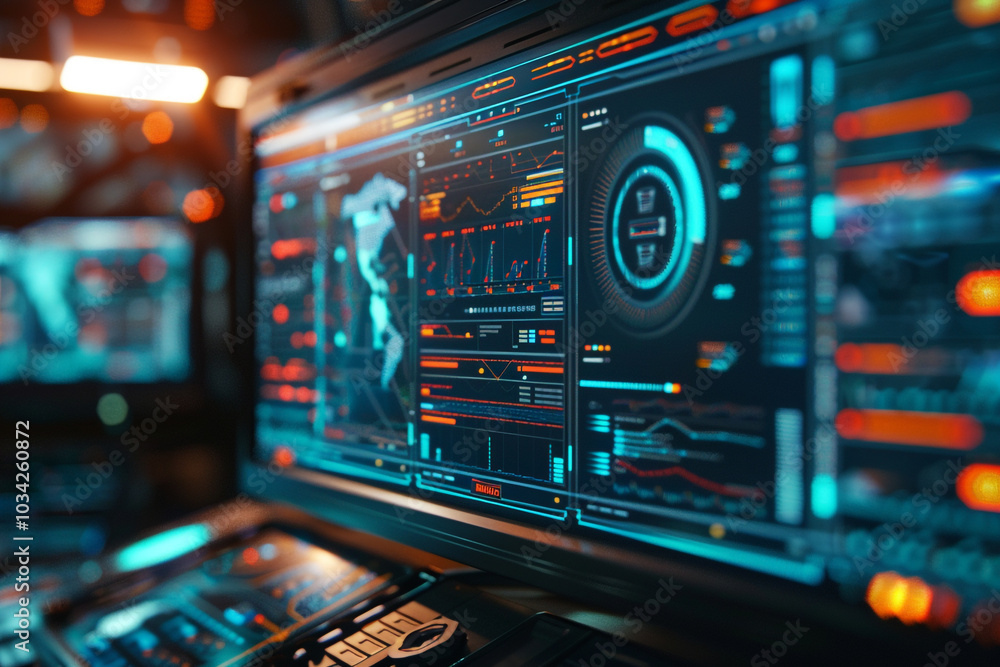 Computer Screen with Futuristic Interface Computer Screen with Futuristic Interface