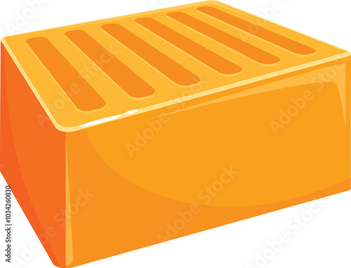 Large block cheddar cheese with slices missing sitting on white background