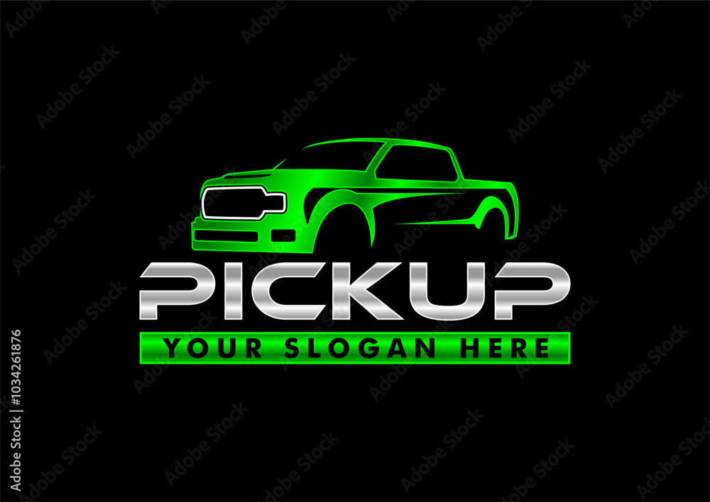 Obraz premium pickup logo vector emblem badge template isolated on black background 