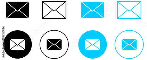 envelope icon, email message icon - Mail icon button sign, notification new message icons buttons.