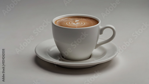 Coffee mug hot drink paper cup icon illustrated cinnamon and saucer wooden table realistic ove background