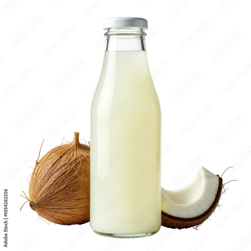Coconut milk bottle on transparent background Coconut milk bottle on transparent background