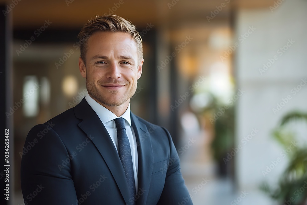 Smiling Businessman in a Suit, Confident Closeup Portrait. Smiling Businessman in a Suit, Confident Closeup Portrait.