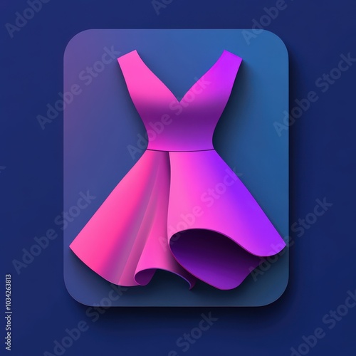 Stylish pink dress design with smooth curves and modern aesthetic, perfect for fashion-focused projects. model mobile application icons