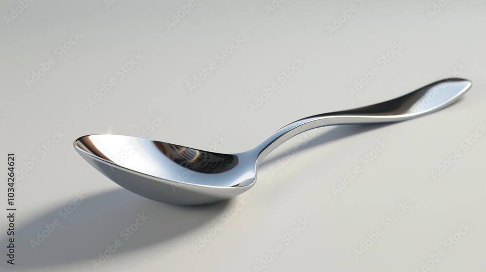 Shiny Silver Spoon on White Background Shiny Silver Spoon on White Background