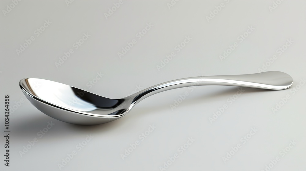 Shiny Silver Spoon on White Background Shiny Silver Spoon on White Background