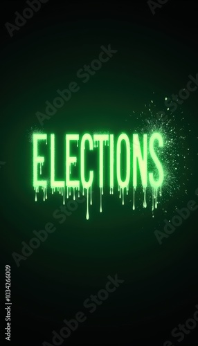 A striking green "Elections" text design, perfect for political campaigns, election promotions, and digital media related to voting and democratic processes.