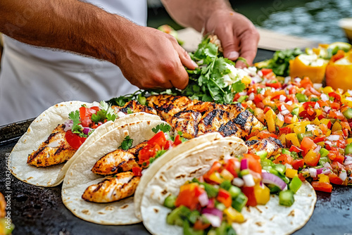 A Close-Up Of A Street Food...