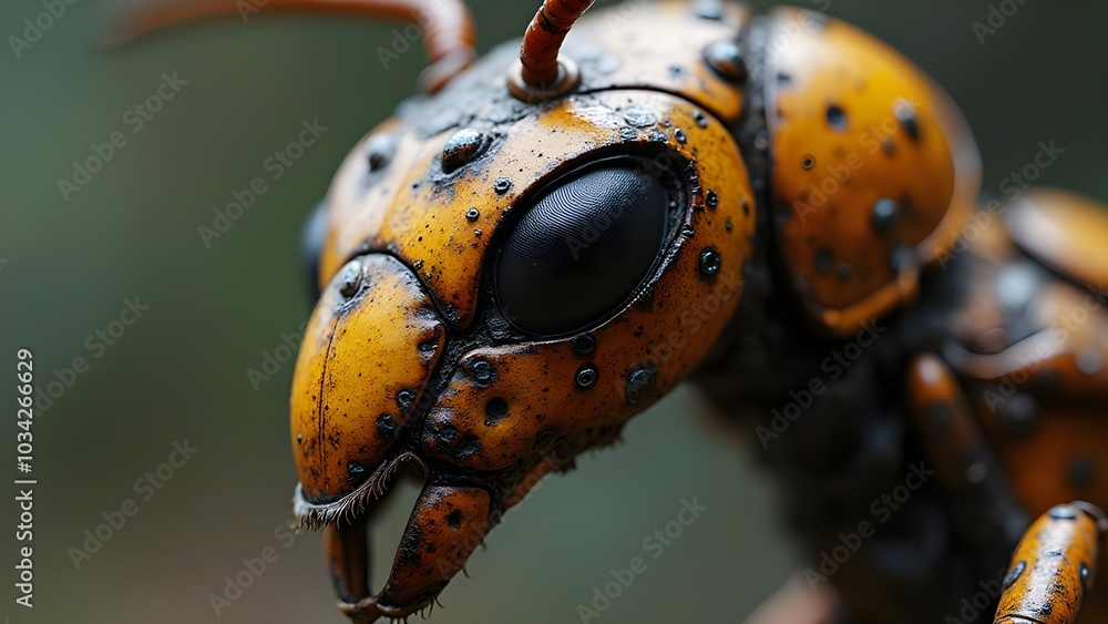 Steampunk portrait artistic image of futurist ant head