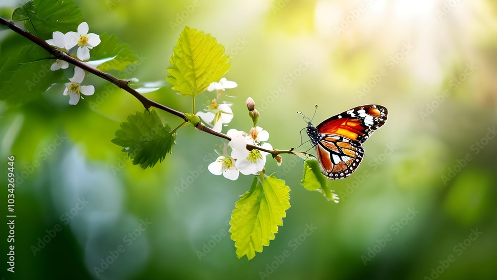 butterfly on a branch of a tree butterfly on a branch of a tree