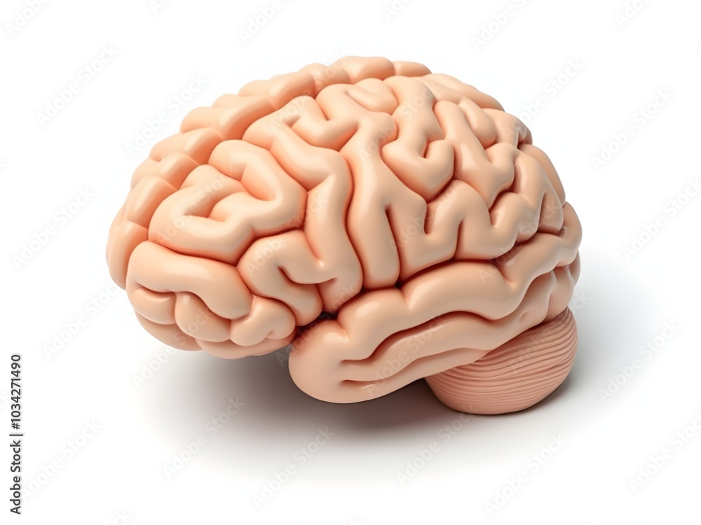 a realistic model of a human brain. It showcases the intricate folds and grooves of the cerebral cortex, demonstrating the complex structure of the organ. a realistic model of a human brain. It showcases the intricate folds and grooves of the cerebral cortex, demonstrating the complex structure of the organ.