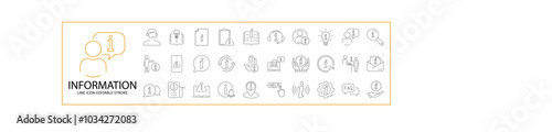 Information Icons. Set icon about information. Line icons related to information. Icon Set. Vector Illustration. Editable Stroke.