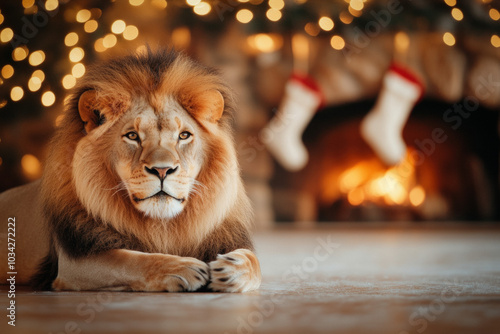 Majestic Lion Peacefully Re...