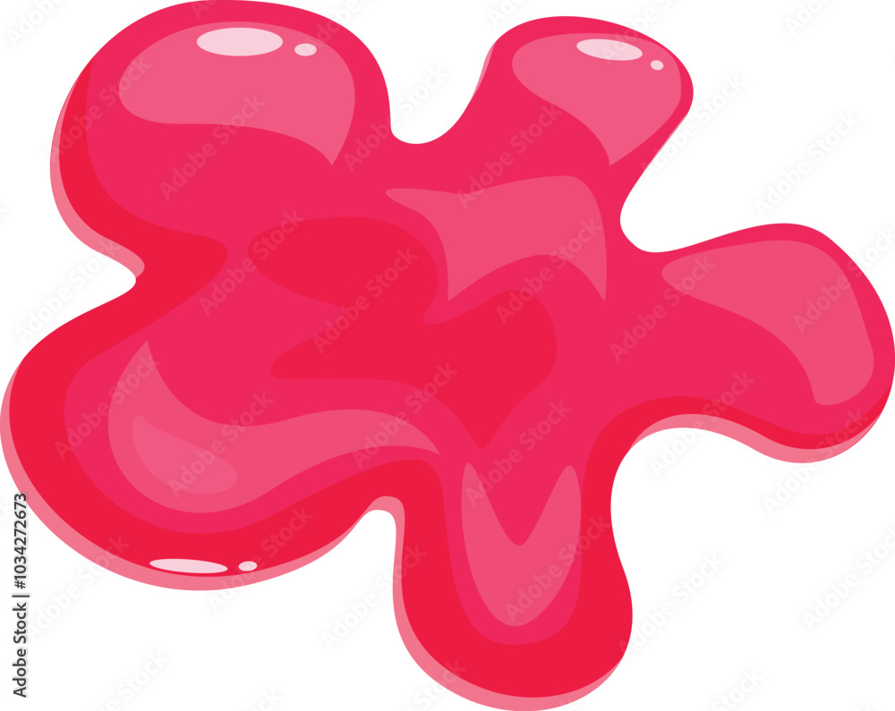 Cartoon illustration featuring bright pink slime dripping and spreading Cartoon illustration featuring bright pink slime dripping and spreading