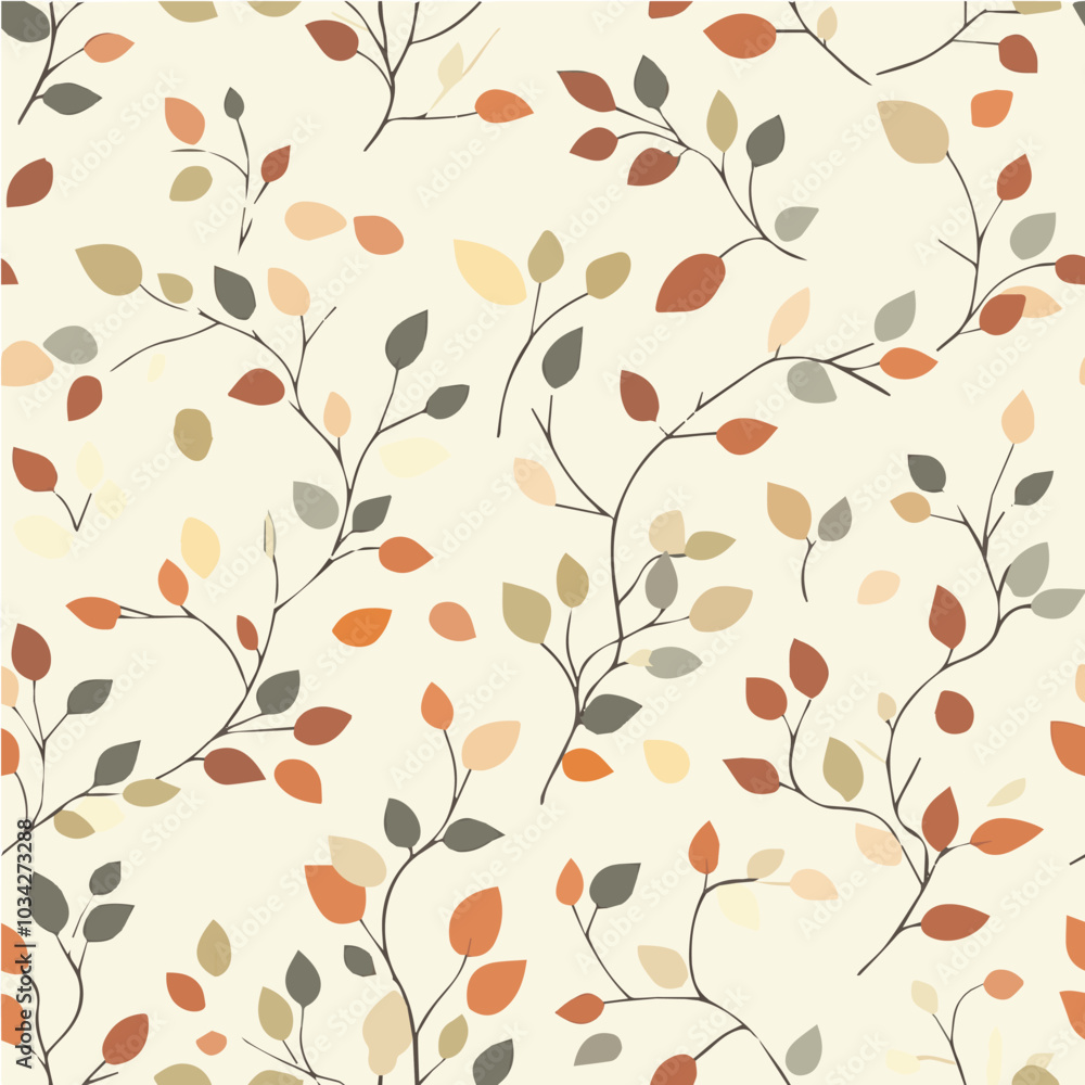 Illustration of fall seamless pattern with soft color palette Illustration of fall seamless pattern with soft color palette