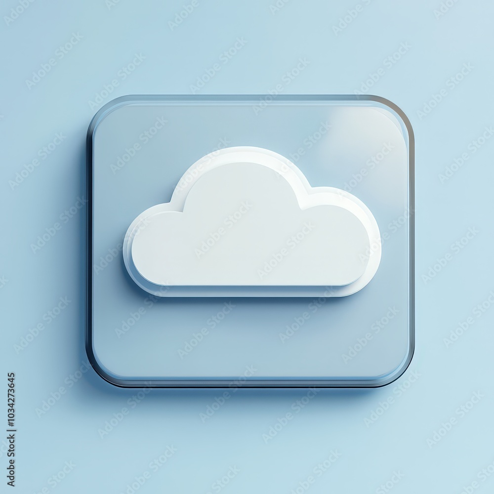 Stylized cloud icon on a light blue background, symbolizing digital ...