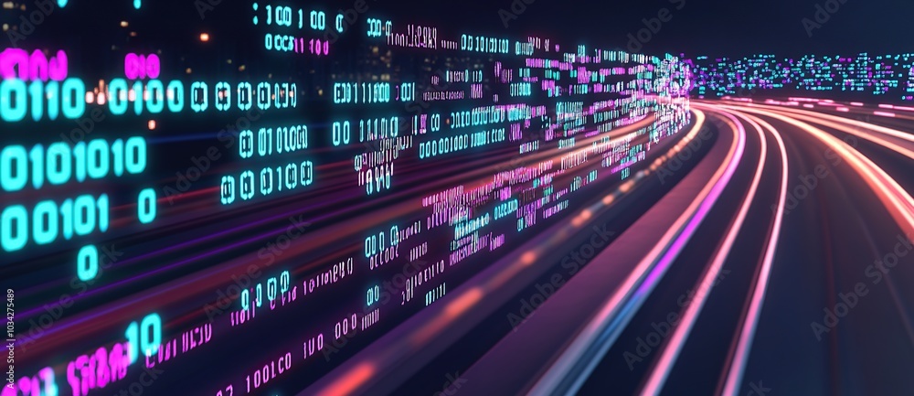 Fototapeta premium Abstract representation of data flow and digital information highway.