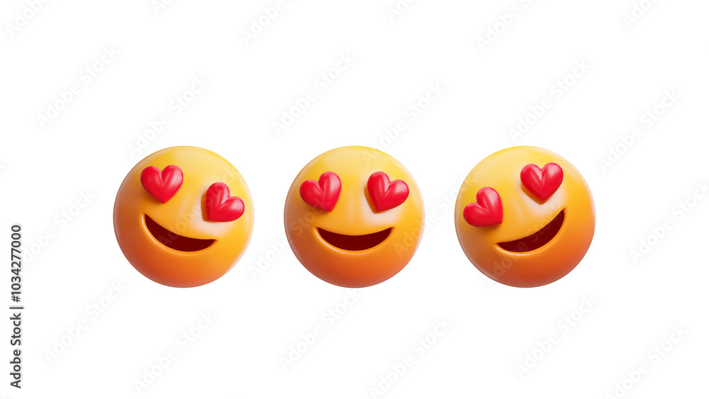 Emoji in love. Emoticons 3d. Valentines day emoji. Heart love emoticon. Emoji isolated on white background Emoji in love. Emoticons 3d. Valentines day emoji. Heart love emoticon. Emoji isolated on white background