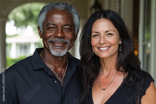 Portrait of a Happy Smiling Multiracial Couple: Celebrating Diversity and Tolerance