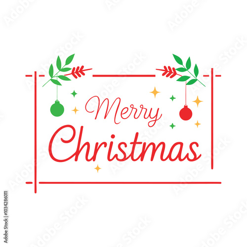 Festive Merry Christmas border vector design, perfect for holiday greeting cards, invitations, and seasonal decorations. Features classic Christmas elements and festive accents in a stylish layout.