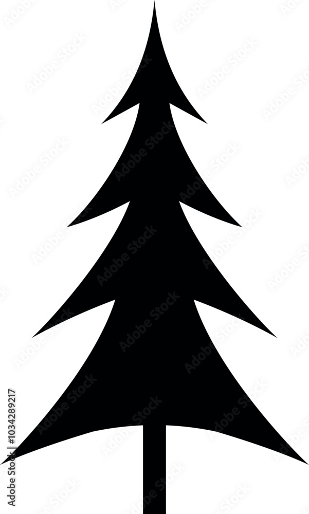 Obraz premium Minimalist White Pine Tree Illustration. Vector Illustration