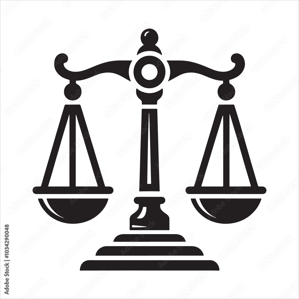 Scales of justice icon silhouette on white background
Scales of justice icon silhouette on white background