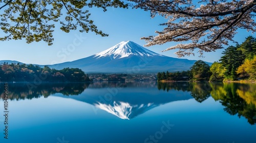 Mount Fuji, view from Lake Kawaguchiko. 