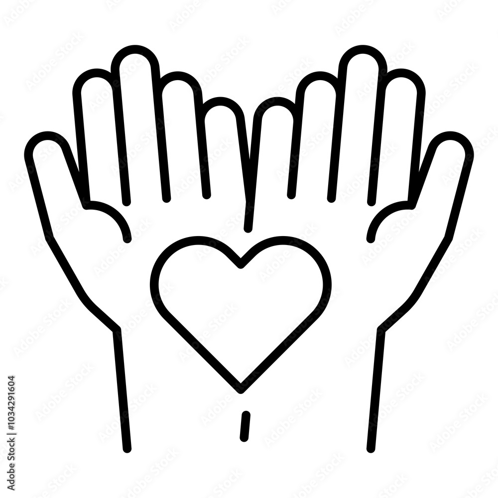 Obraz premium Vector icon of Handmade. This icon shows two hands with a heart, representing handmade and lovingly crafted products. Great for crafts, eco-friendly products, and artisanal items.