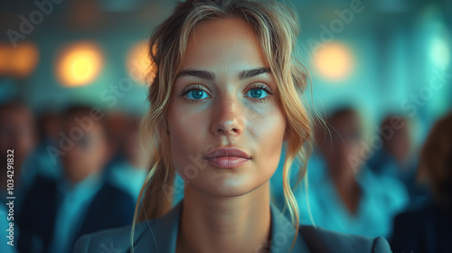 Woman in Suit looking Seriously Calm And focused on what she is doing.