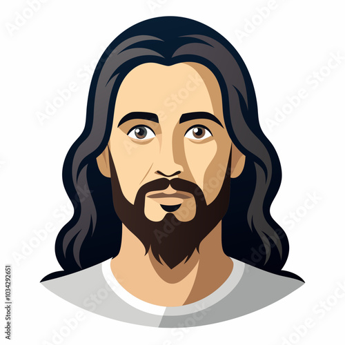 Portrait of a jesus vector illustration on white background