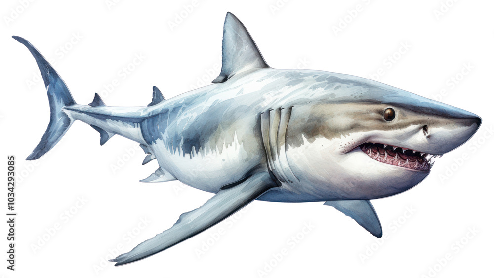 Fototapeta premium PNG Shark animal fish white background.