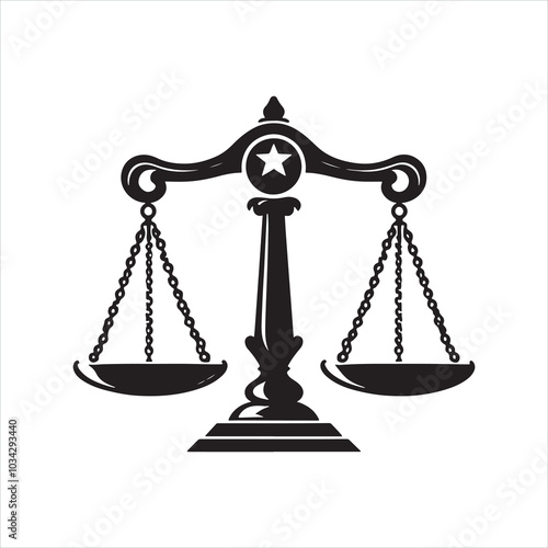 Scales of justice icon silhouette on white background
