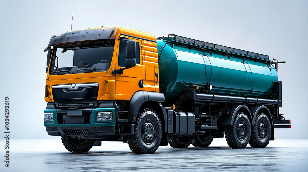 Fuel Tanker Truck Standing Alone Isolated on Plain Background Fuel Tanker Truck Standing Alone Isolated on Plain Background