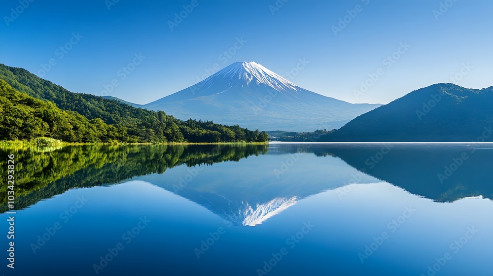 Mount Fuji, view from Lake Kawaguchiko. Mount Fuji, view from Lake Kawaguchiko.