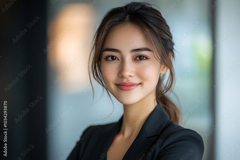 Confident Woman in Business Attire Close Up Portrait. Confident Woman in Business Attire Close Up Portrait.