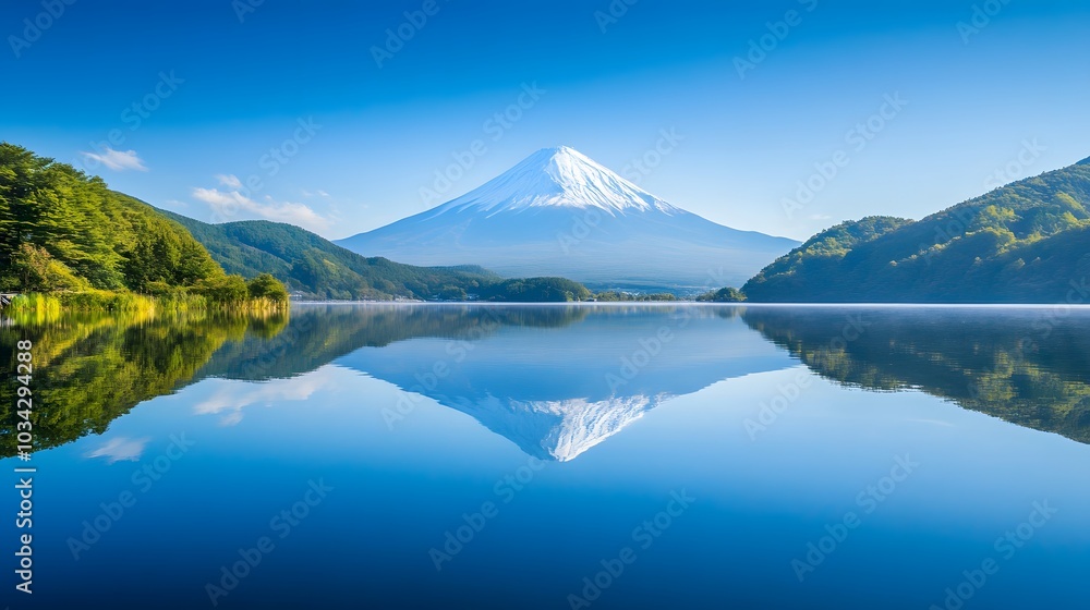 Mount Fuji, view from Lake Kawaguchiko. Mount Fuji, view from Lake Kawaguchiko.