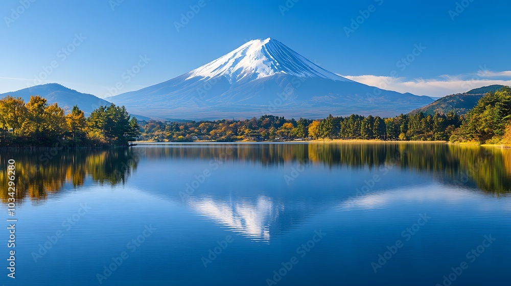 Mount Fuji, view from Lake Kawaguchiko. Mount Fuji, view from Lake Kawaguchiko.