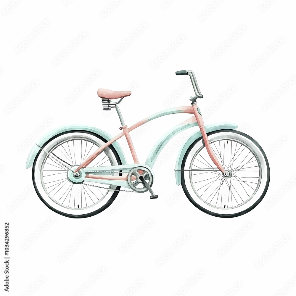 Fototapeta premium Vintage Watercolor Bicycle Illustration Isolated Design