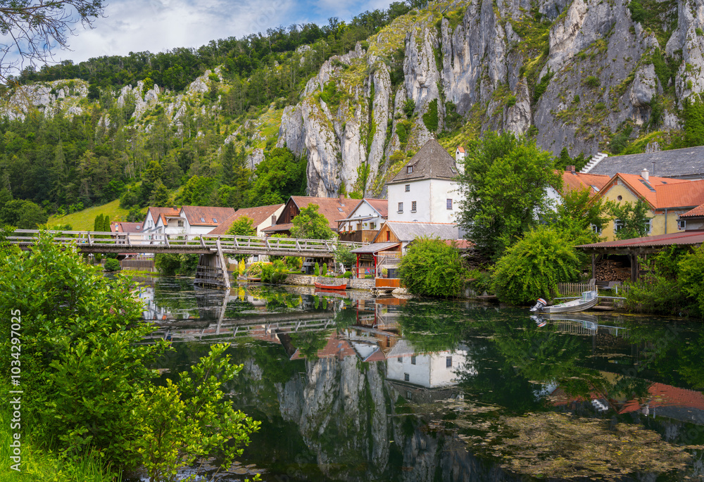 The idillic village Essing in the Altmühltal valley