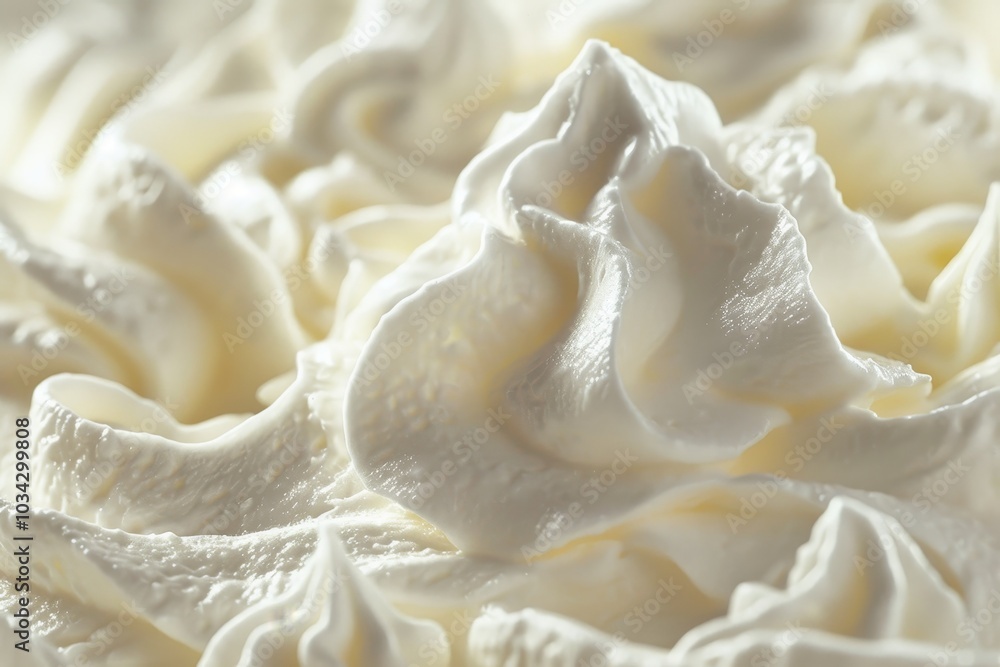 A close-up view captures the luscious swirls and peaks of freshly whipped cream, showcasing its smooth texture and tempting appearance ideal for desserts. A close-up view captures the luscious swirls and peaks of freshly whipped cream, showcasing its smooth texture and tempting appearance ideal for desserts.