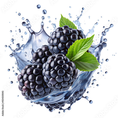 blackberry in water splash isolated