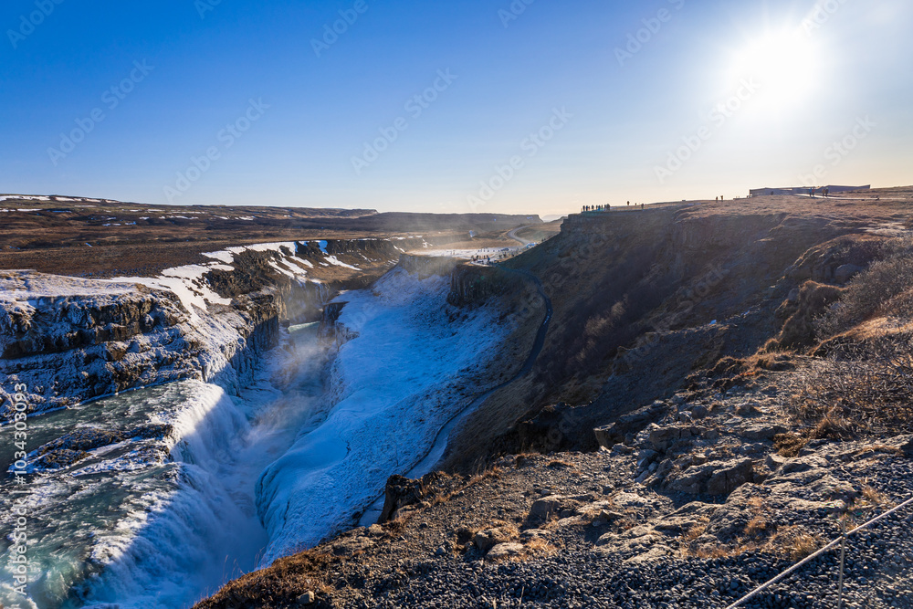 Gullfoss in a cold march day in iceland