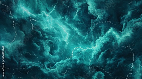 Abstract Teal Lightning Storm.