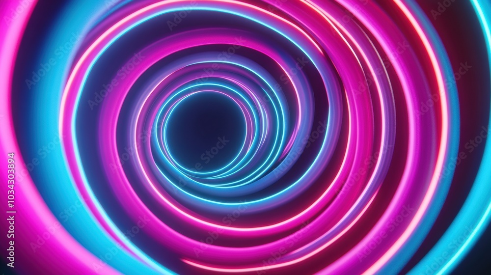 Neon spiral tunnel with vibrant pink and blue lights creates a futuristic vibe, AI Neon spiral tunnel with vibrant pink and blue lights creates a futuristic vibe, AI