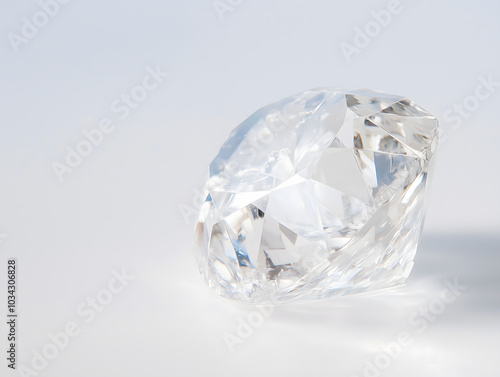 Sparkling Diamond Gemstone on White Background Jewelry Luxury Bling