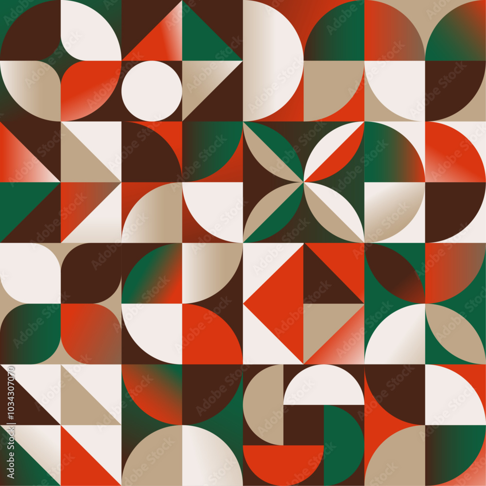 Abstract retro pattern with vector graphic elements and geometric shapes with Christmas colors Abstract retro pattern with vector graphic elements and geometric shapes with Christmas colors