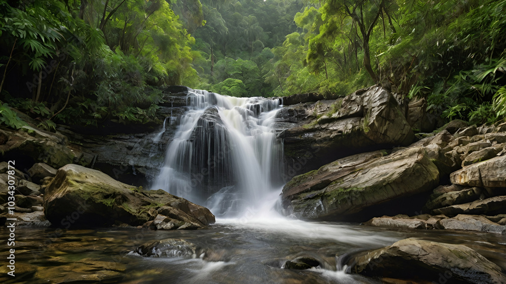 Beautiful waterfall in the forest Beautiful waterfall in the forest