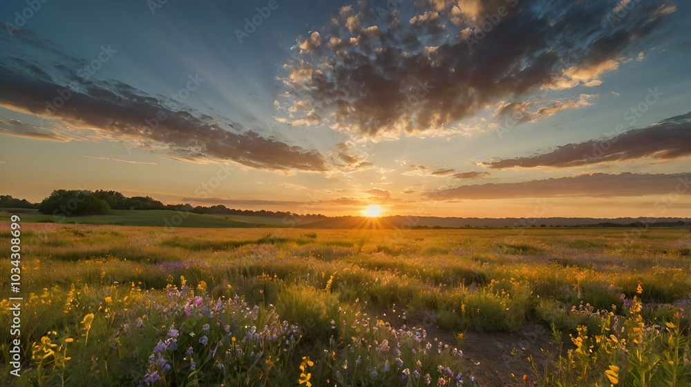 Fototapeta premium sunset in the field