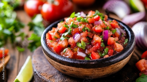 The national cuisine of Mexico: Fresh Mexican salsa.